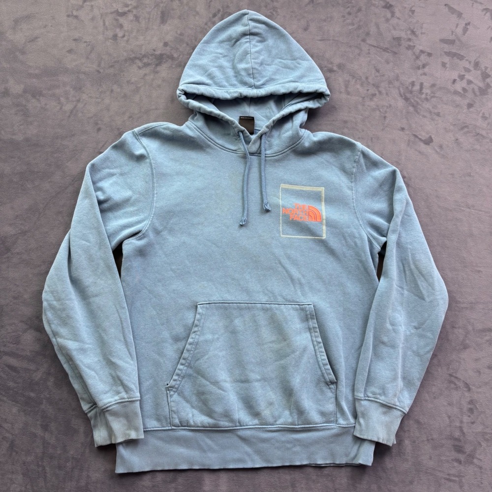 The North Face Mens Blue Graphic Hoodie Coordinates Logo Pullover M
